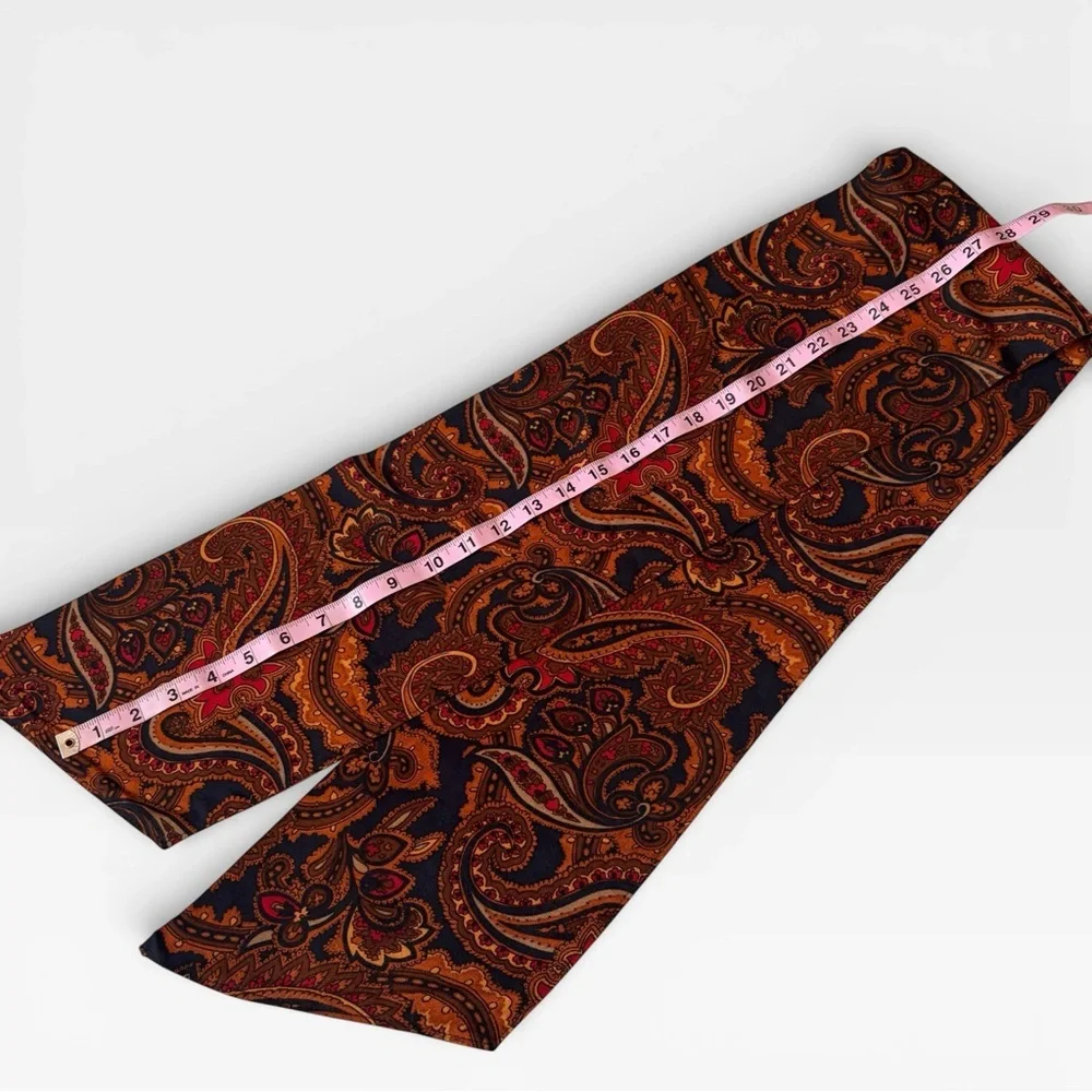 Vintage Paisley Narrow Scarf - Brown Navy Red Neckerchief Double Sided Rodeocore